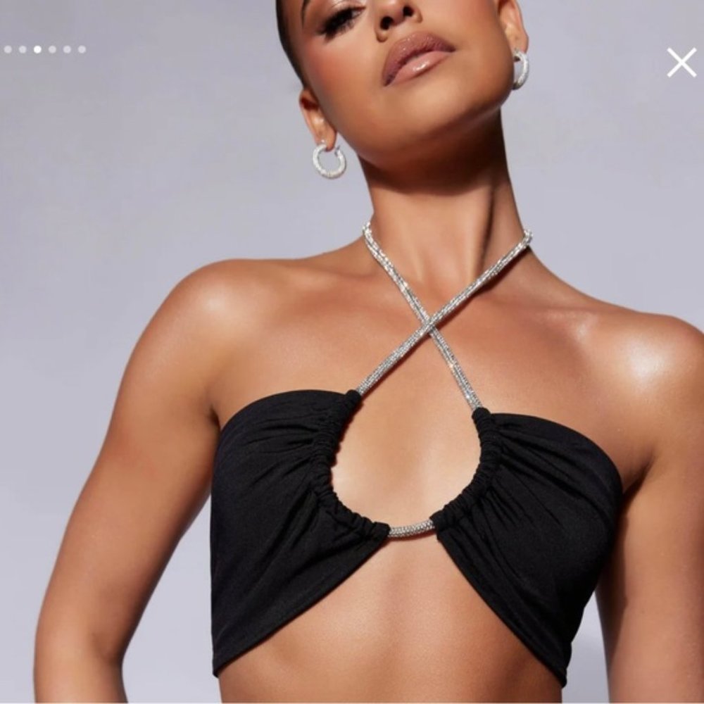 Meshki Ruby Diamante Rope Ruched Bandeau